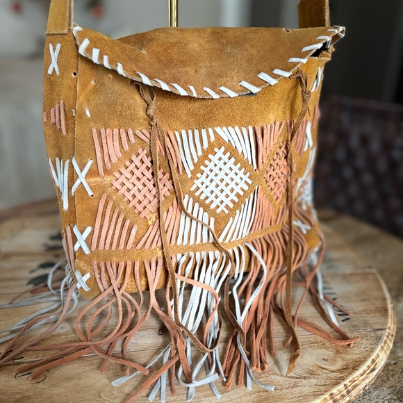 Bohemian Fringe Vintage Handmade Bag 12” x 9” x 5” - Picture 1 of 13